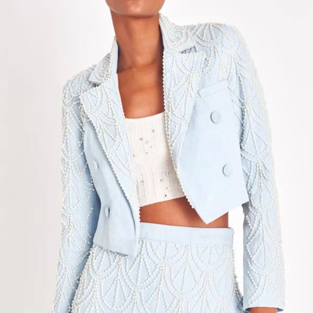 LOVESHACKFANCY CARTERIO CROP BLAZER